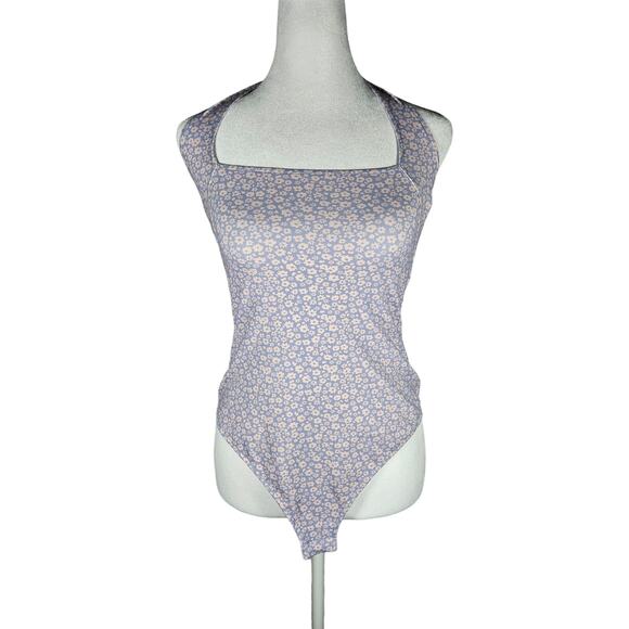 Intimately Free People Printed Tie Back Bodysuit Lilac Combo Size Small NWT - Picture 1 of 9